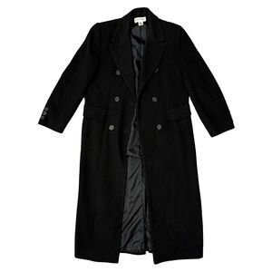 Preston & York for Dillards Wool Black Double-Breasted Long Trench Coat Size 12